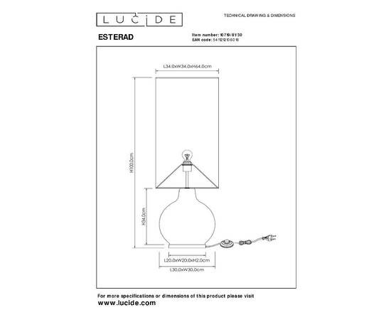 Торшер Lucide Esterad 10719/81/30, изображение 4