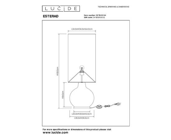 Торшер Lucide Esterad 10719/81/44, изображение 4
