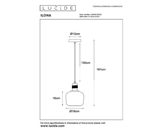Подвесной светильник Lucide Ilona 45408/18/62, изображение 3