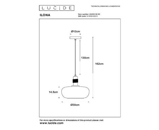 Подвесной светильник Lucide Ilona 45408/30/62, изображение 7