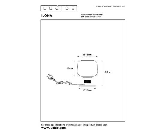 Настольная лампа Lucide Ilona 45508/01/62, изображение 4