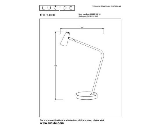 Настольная лампа Lucide Stirling 36620/03/30, изображение 9