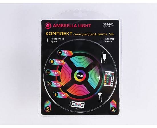 Светодиодная лента Ambrella Light LED Strip 12В 5050 14,4Вт/м RGB 5м IP20 GS2402, изображение 5