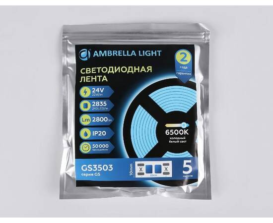 Светодиодная лента Ambrella Light LED Strip 24В 2835 22Вт/м 6500K 5м IP20 GS3503, изображение 6