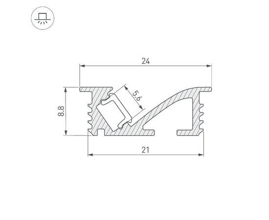 Алюминиевый профиль Arlight SL-BEVEL-W21-F-2000 ANOD BLACK 048997, изображение 3