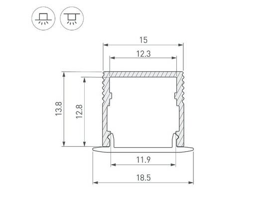 Алюминиевый профиль Arlight SL-MINI-15-2000 ANOD 049019, изображение 5