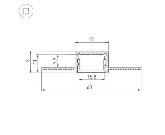 Алюминиевый профиль Arlight SL-LINIA20-FANTOM-2000 ANOD 049030, изображение 3