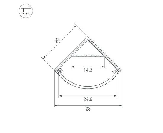 Алюминиевый профиль Arlight SL-KANT-H20-2000 BLACK 049016, изображение 3