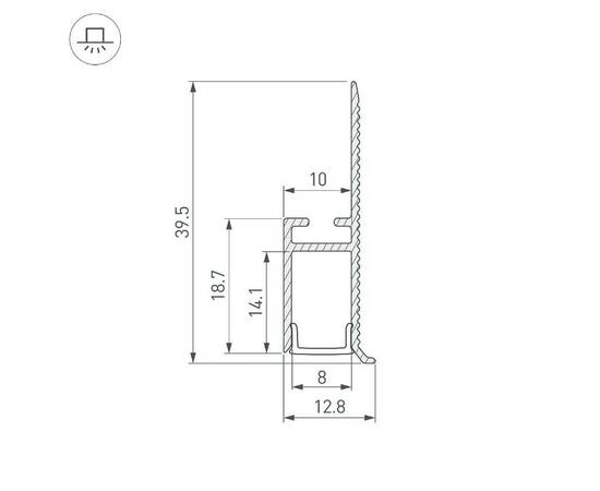 Алюминиевый профиль Arlight WALL-FANTOM-BENT-W10-SIDE-2000 ANOD 043694(1), изображение 3