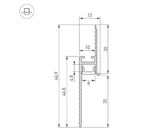 Алюминиевый профиль Arlight PLINTUS-FANTOM-BENT-H35-SIDE-2000 WHITE 043675(1), изображение 3