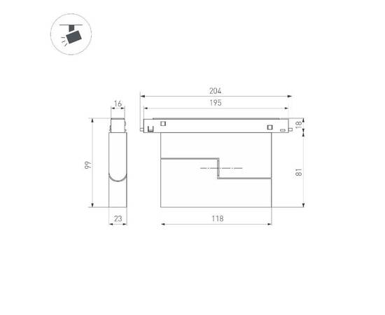 Трековый магнитный светильник Arlight MAG-ORIENT-FLAT-FOLD-S195-6W Warm2700 049994, изображение 2