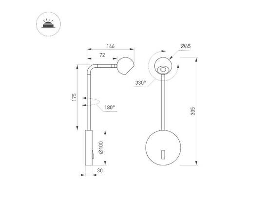 Бра Arlight SP-OTTORI-LONG-WALL-6W Warm3000 051024, изображение 2