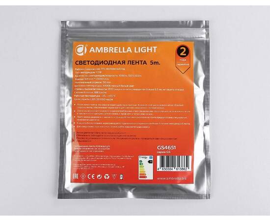 Светодиодная лента Ambrella Light Illumination 24В COB 10Вт/м 3000K 5м IP20 GS4651, изображение 8
