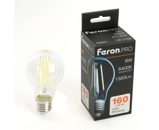 Светодиодная лампа Feron LB-1108 E27 8W 6400K 48894