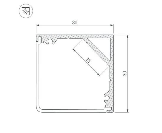 Профиль Arlight SL-KANT-H30-3000 ANOD 046182, изображение 3
