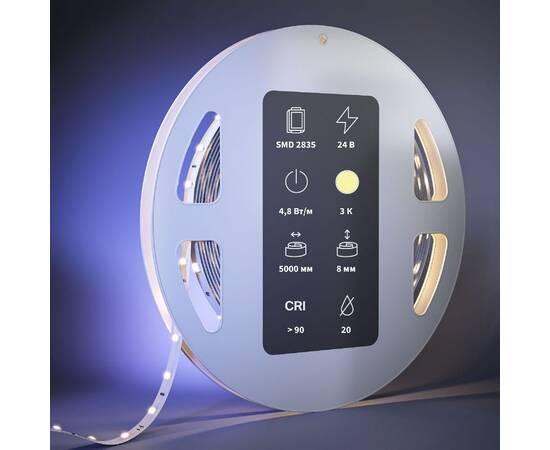 Светодиодная лента Maytoni Led Strip 24В 2835 4,8Вт/м 3000К 5м IP20 201009, изображение 3