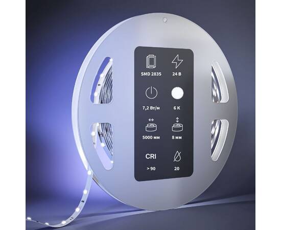Светодиодная лента Maytoni Led Strip 24В 2835 7,2Вт/м 6000К 5м IP20 201026, изображение 3