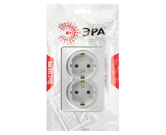 Розетка двойная с заземлением Эра 11-2205-03 Б0063046, изображение 4