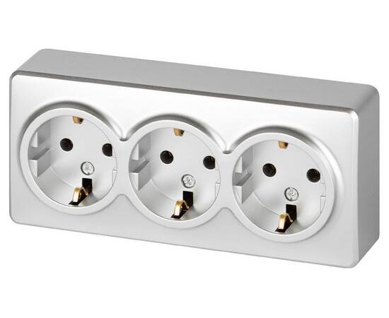 Розетка тройная с заземлением Эра 11-2208-03 Б0063010