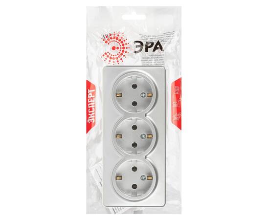 Розетка тройная с заземлением Эра 11-2208-03 Б0063010, изображение 4