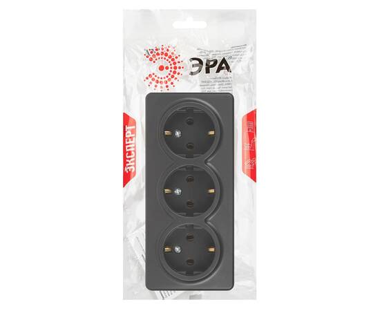 Розетка тройная с заземлением Эра 11-2208-05 Б0063007, изображение 4