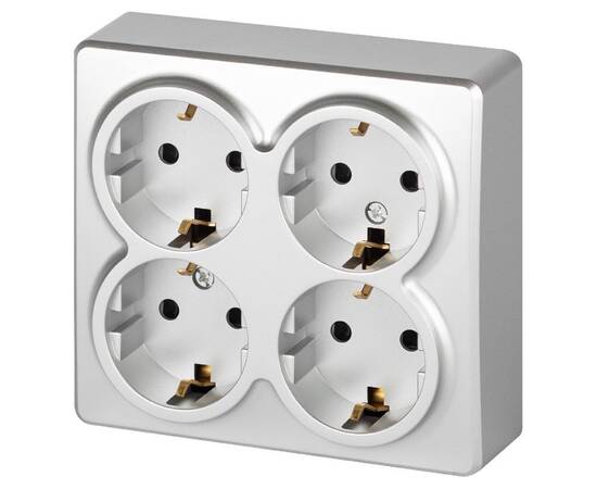 Розетка четырехместная с заземлением со шторками Эра 11-2211-03 Б0063022