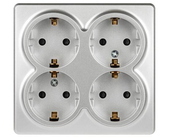 Розетка четырехместная с заземлением со шторками Эра 11-2211-03 Б0063022, изображение 2