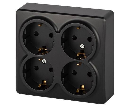 Розетка четырехместная с заземлением со шторками Эра 11-2211-05 Б0063004