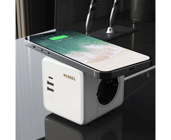 Розеточный блок 3-местный + 3 USB + беспроводная зарядка Werkel 4690389204265 W6513501 a066454, изображение 2