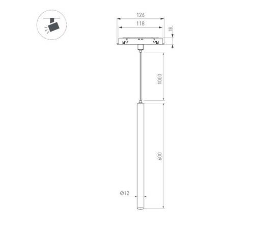 Трековый магнитный светильник Arlight MAG-ORIENT-SPOT-HANG-L600-R12-2W Warm3000 (BK, 20 deg, 48V) 04, изображение 3