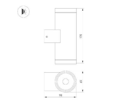 Уличный настенный светильник Arlight LGD-RAY-WALL-TWIN-R65-2x9W Day4000 (GR, 23 deg, 230V) 044850, изображение 2