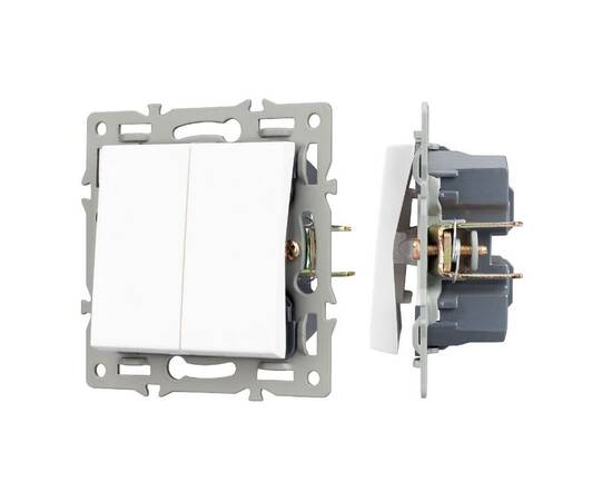 Механизм выключателя двухклавишный непроходной Arlight SWT-MK02-PL-WH (250V, 16A) 043724