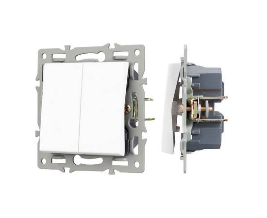 Механизм выключателя двухклавишный проходной Arlight SWT-MKP2-PL-WH (250V, 16A) 043727