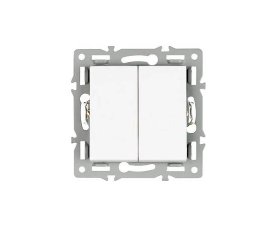 Механизм выключателя двухклавишный проходной Arlight SWT-MKP2-PL-WH (250V, 16A) 043727, изображение 2