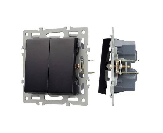 Механизм выключателя двухклавишный проходной Arlight SWT-MKP2-PL-BK (250V, 16A) 043728
