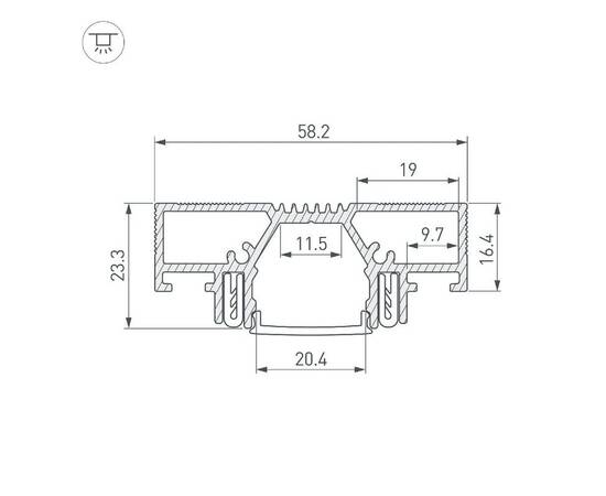 Профиль Arlight STRETCH-20-CEIL-D-CENTER-2000 WHITE 042948, изображение 3