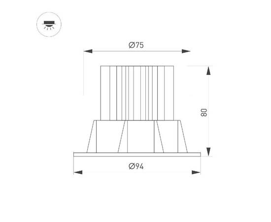 Встраиваемый светильник Arlight MS-ATOLL-BUILT-TURN-R94-10W Warm3000 (BK, 60 deg, 230V) 041574, изображение 2