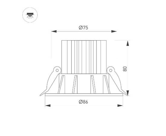 Встраиваемый светильник Arlight MS-FOGGY-BUILT-R86-10W Warm3000 (WH, 60 deg, 230V) 044623, изображение 2