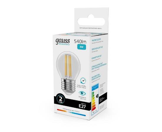Лампа светодиодная Gauss Filament Elementary E27 8W 4100K 52228, изображение 4