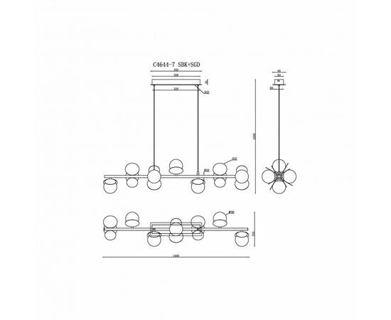 Подвесная люстра iLedex Savage C4644-7 MBK+SGD, изображение 2
