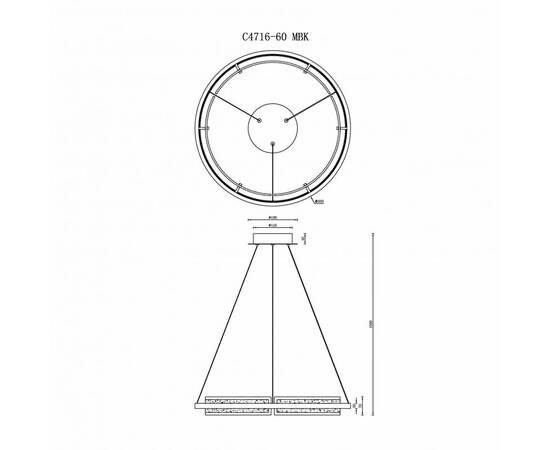 Подвесная люстра iLedex Meridian C4716-60 MBK, изображение 2