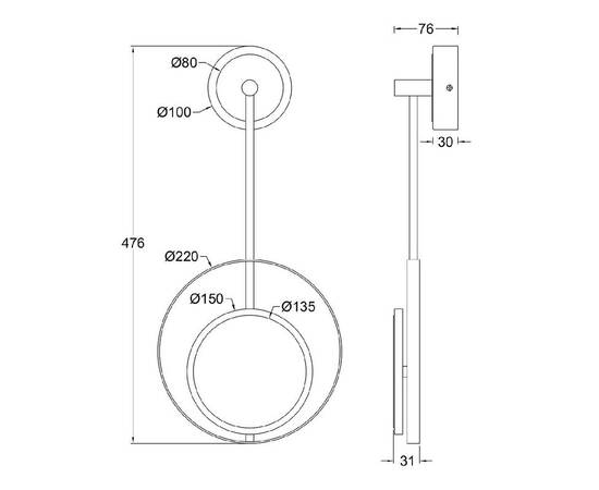 Настенный светильник Escada Hypnosis 10206/SG LED Black/Gold, изображение 7