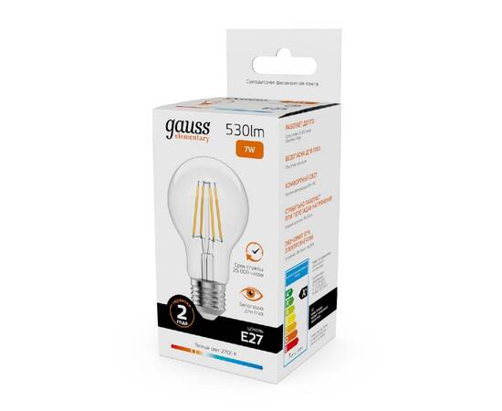 Лампа светодиодная Gauss Filament Elementary E27 7W 2700K 22217, изображение 4