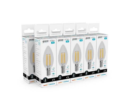 Лампа светодиодная Gauss Filament Elementary E14 10W 4100K 32120, изображение 3