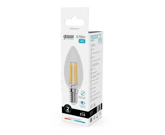Лампа светодиодная Gauss Filament Elementary E14 10W 4100K 32120, изображение 5