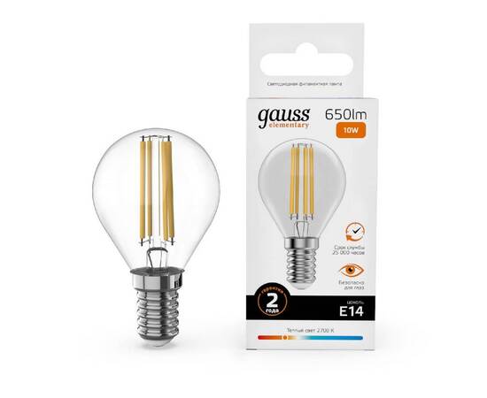 Лампа светодиодная Gauss Filament Elementary E14 10W 2700K 52110