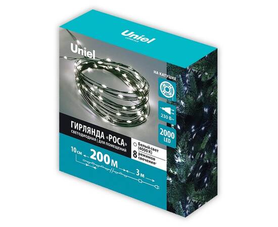 Гирлянда Роса Uniel ULD-S20000-2000/DGA WHITE IP20 DEW UL-00012091, изображение 2