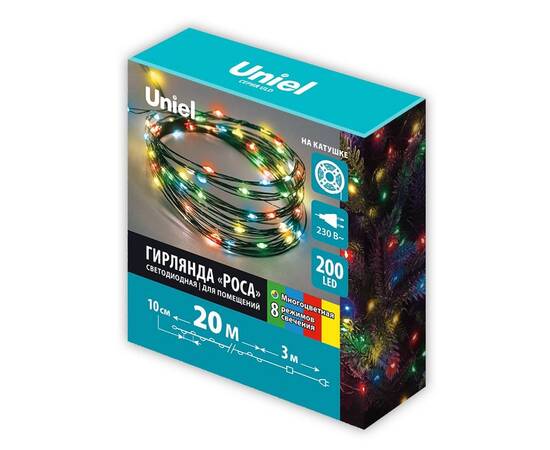 Гирлянда Роса Uniel ULD-S2000-200/DGA MULTI IP20 DEW UL-00012080, изображение 2