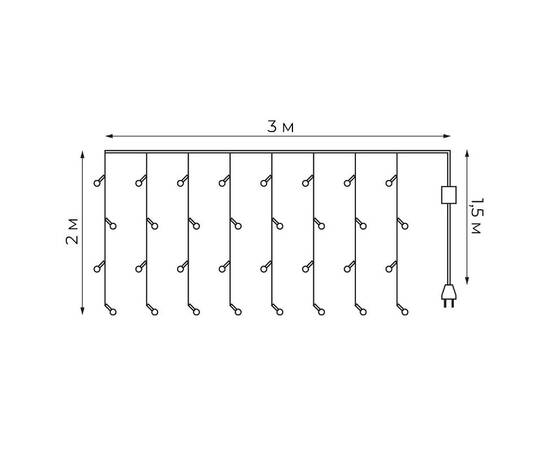 Гирлянда Занавес Uniel ULD-C3020-160/DTA AMBER IP20 UL-00012095, изображение 15