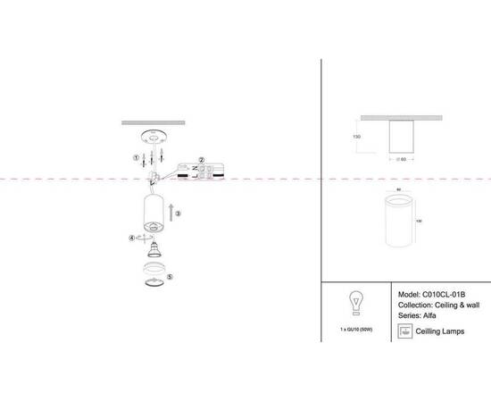 Потолочный светильник Maytoni Alfa C010CL-01B, изображение 4